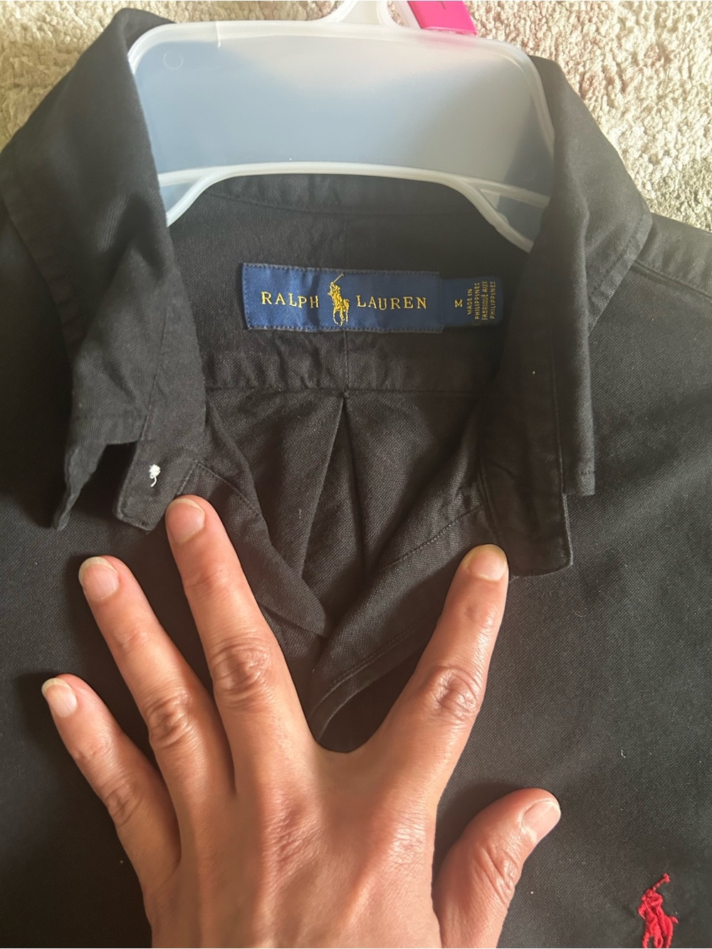 Ralph Lauren Black Button-Down Shirt with Red Logo - Picture 4 of 6
